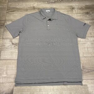 Peter Millar Polo Shirt Mens XL Gray Summer Comfort Striped Golf FlightSafety